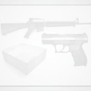 rifle and pistol on white background.